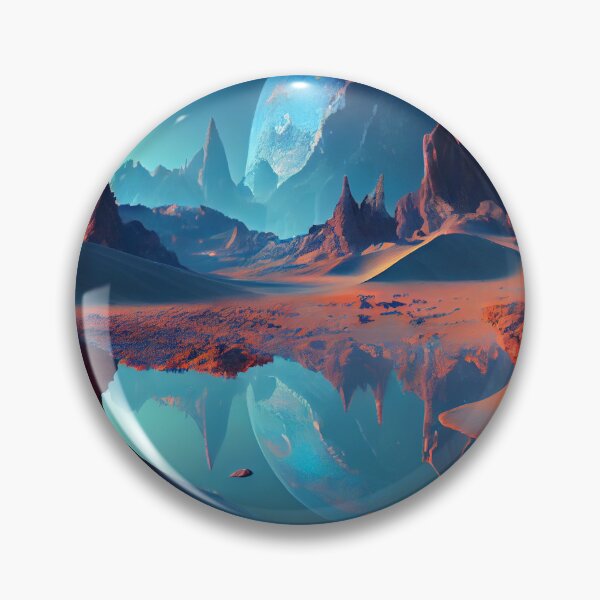 Artikelvorschau, Cool Alien Planet Lake with Planets in Space Digital Painting entworfen und verkauft von CodeAndColors.