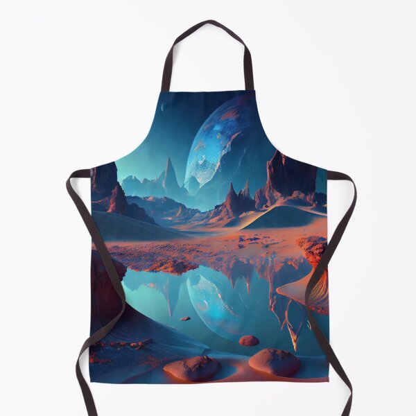 Artikelvorschau, Cool Alien Planet Lake with Planets in Space Digital Painting entworfen und verkauft von CodeAndColors.