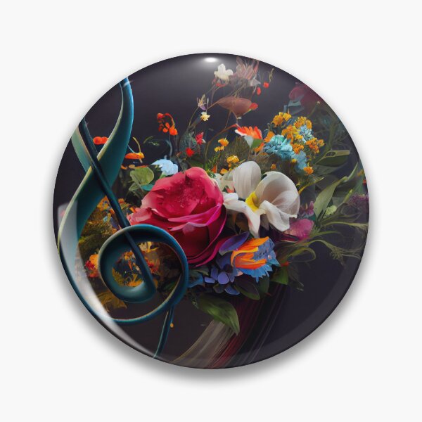 Artikelvorschau, Cool Musical Note with Flowers on Black Digital Painting entworfen und verkauft von CodeAndColors.