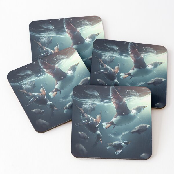 Artikelvorschau, Abstract Birds Flying Underwater Digital Painting entworfen und verkauft von CodeAndColors.