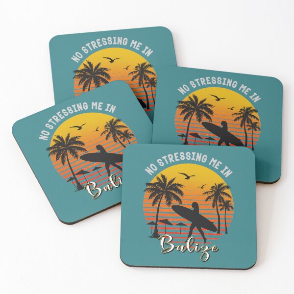 Item preview, No stressing me in Belize retro sunset palm tree surfer girl  designed and sold by TipTopTapo.