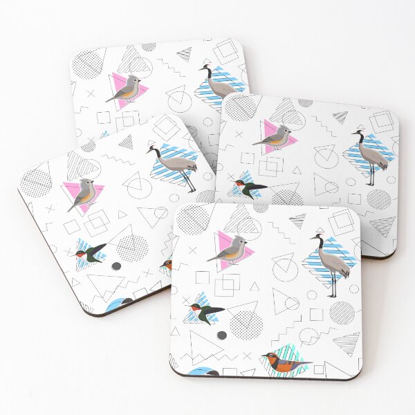 Item preview, Birds of the 80s Neon Pattern - White Lines designed and sold by ParadisoVia.