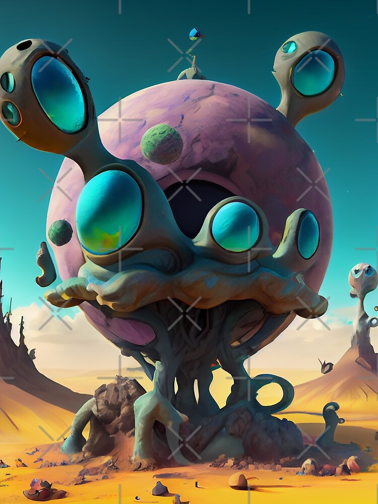 Thumbnail 3 von 3, Tuch, Cool Alien Desert Plant Digital Painting designt und verkauft von CodeAndColors.