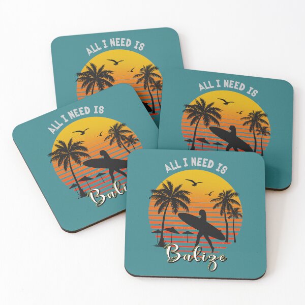 Item preview, All I need is Belize retro sunset palm tree surfer girl  designed and sold by TipTopTapo.