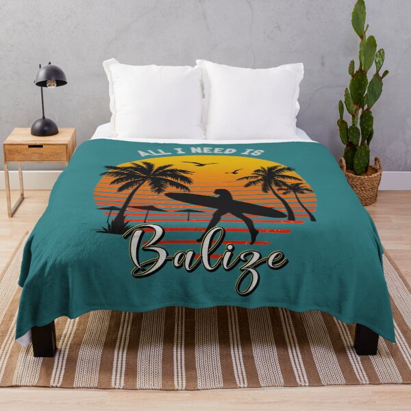 Item preview, All I need is Belize retro sunset palm tree surfer girl  designed and sold by TipTopTapo.