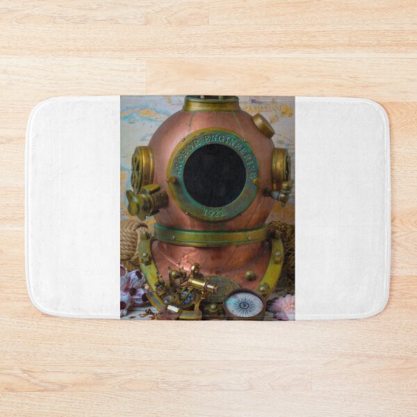Item preview, Diving Helmet And Old Map With Compass designed and sold by Garry Gay.