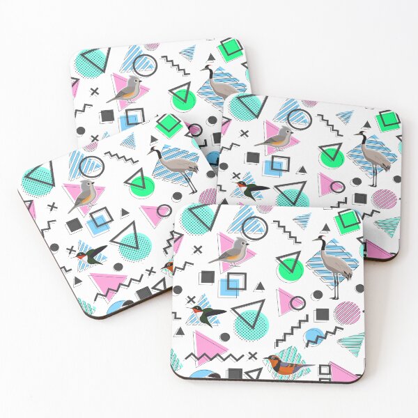 Item preview, Birds of the 80s Neon Pattern - White designed and sold by ParadisoVia.