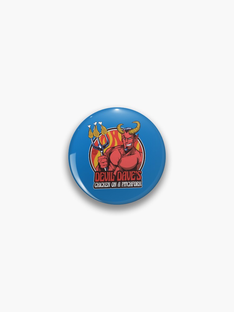 Thumbnail 1 of 3, Pin, Devil Dave's Chicken on a Pitchfork designed and sold by mandymroth.