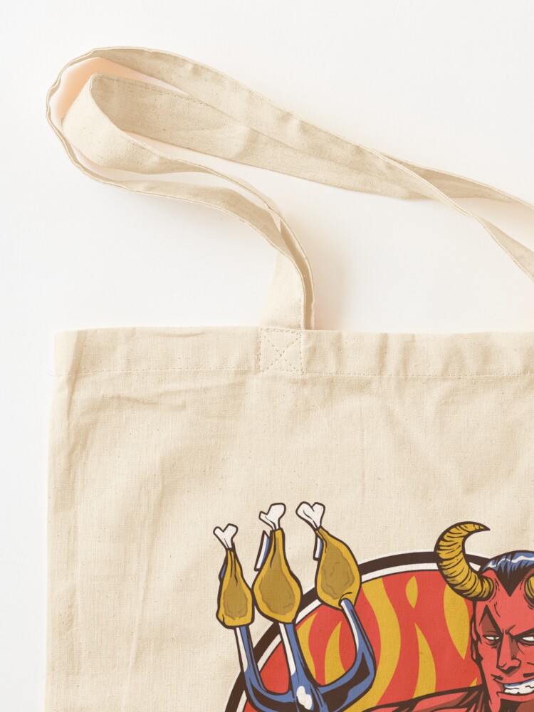 Thumbnail 3 of 5, Tote Bag, Devil Dave's Chicken on a Pitchfork designed and sold by mandymroth.