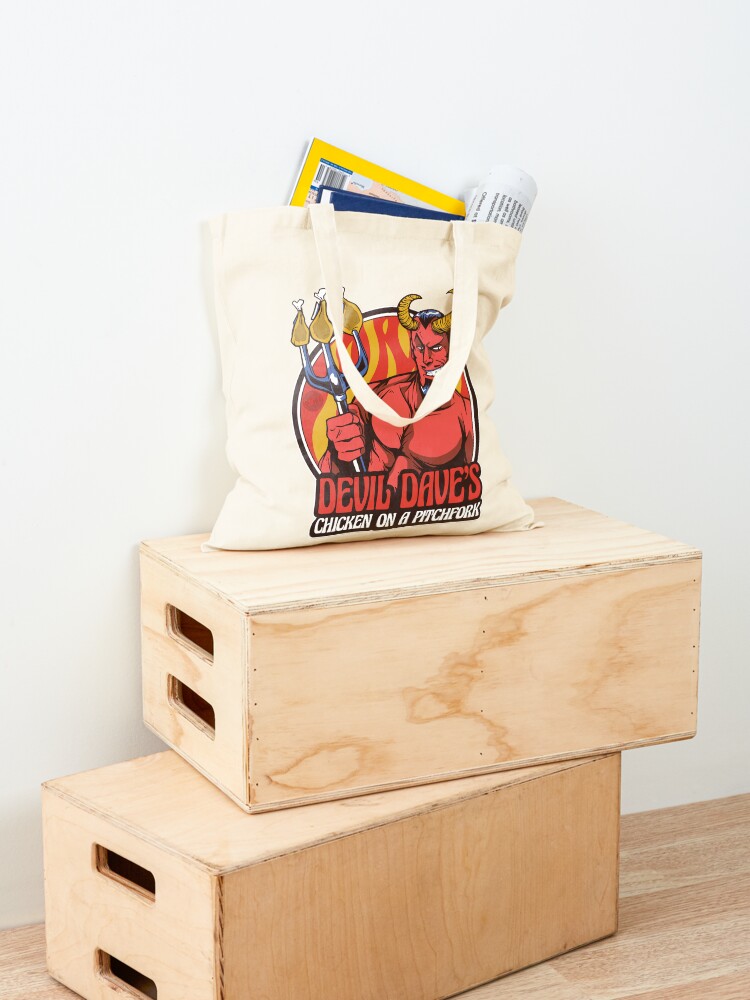 Thumbnail 4 of 5, Tote Bag, Devil Dave's Chicken on a Pitchfork designed and sold by mandymroth.