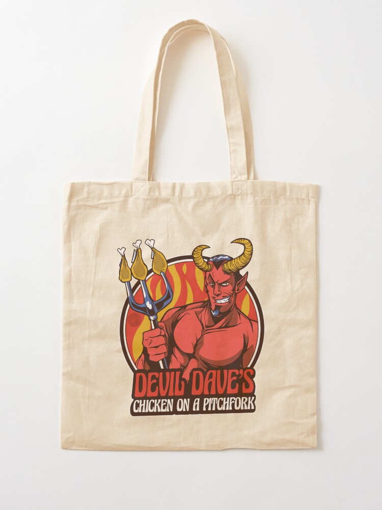 Thumbnail 2 of 5, Tote Bag, Devil Dave's Chicken on a Pitchfork designed and sold by mandymroth.
