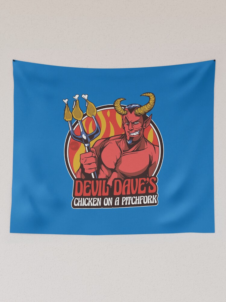 Thumbnail 2 of 3, Tapestry, Devil Dave's Chicken on a Pitchfork designed and sold by mandymroth.