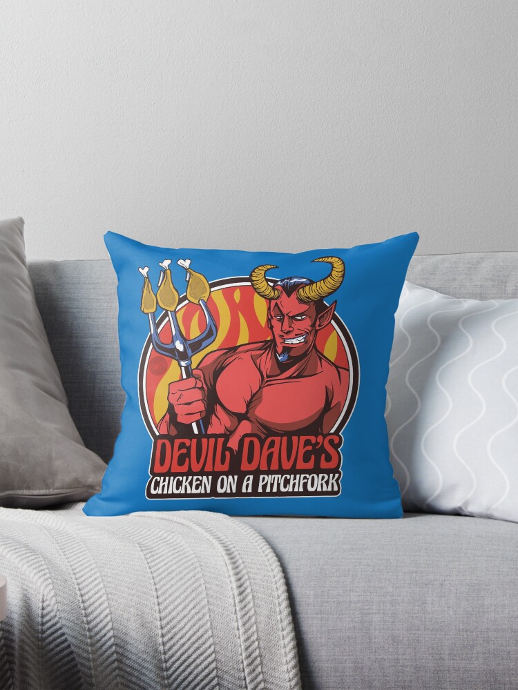 Thumbnail 1 of 4, Pillow, Devil Dave's Chicken on a Pitchfork designed and sold by mandymroth.