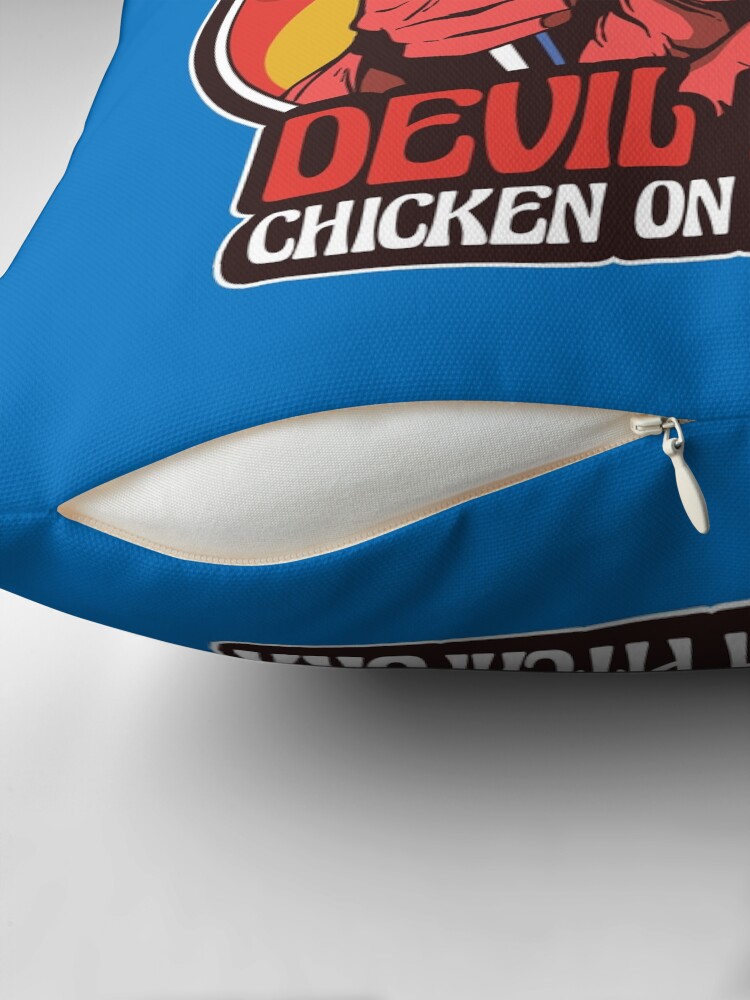 Thumbnail 2 of 4, Pillow, Devil Dave's Chicken on a Pitchfork designed and sold by mandymroth.