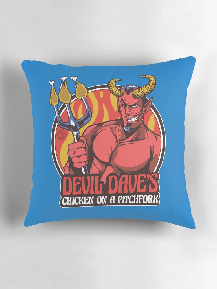 Thumbnail 3 of 4, Pillow, Devil Dave's Chicken on a Pitchfork designed and sold by mandymroth.