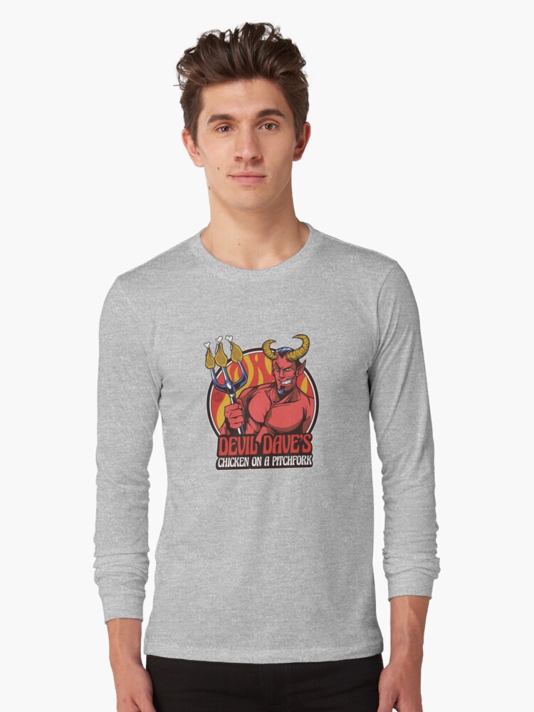 Thumbnail 1 of 5, Long Sleeve T-Shirt, Devil Dave's Chicken on a Pitchfork designed and sold by mandymroth.