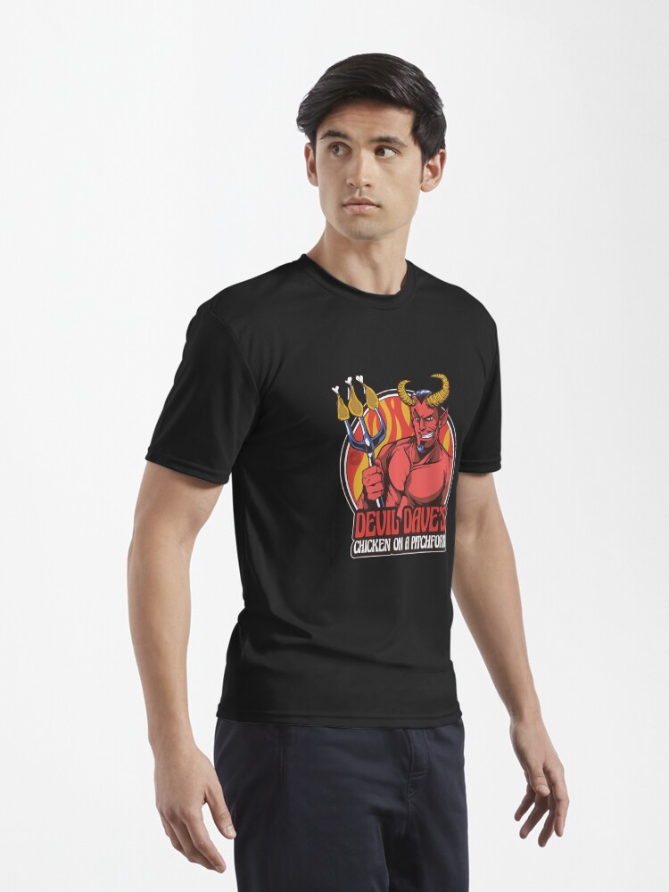 Thumbnail 3 of 7, Active T-Shirt, Devil Dave's Chicken on a Pitchfork designed and sold by mandymroth.
