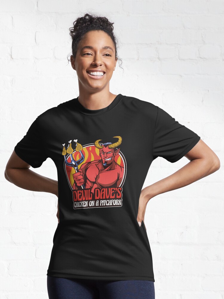 Thumbnail 6 of 7, Active T-Shirt, Devil Dave's Chicken on a Pitchfork designed and sold by mandymroth.