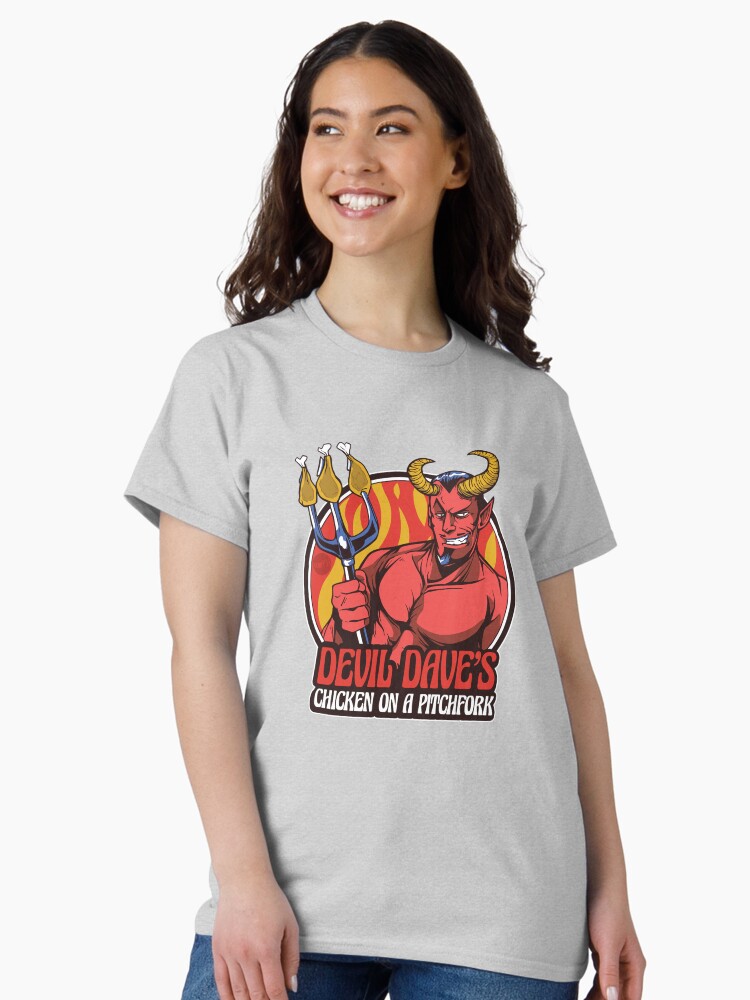 Thumbnail 2 of 7, Classic T-Shirt, Devil Dave's Chicken on a Pitchfork designed and sold by mandymroth.