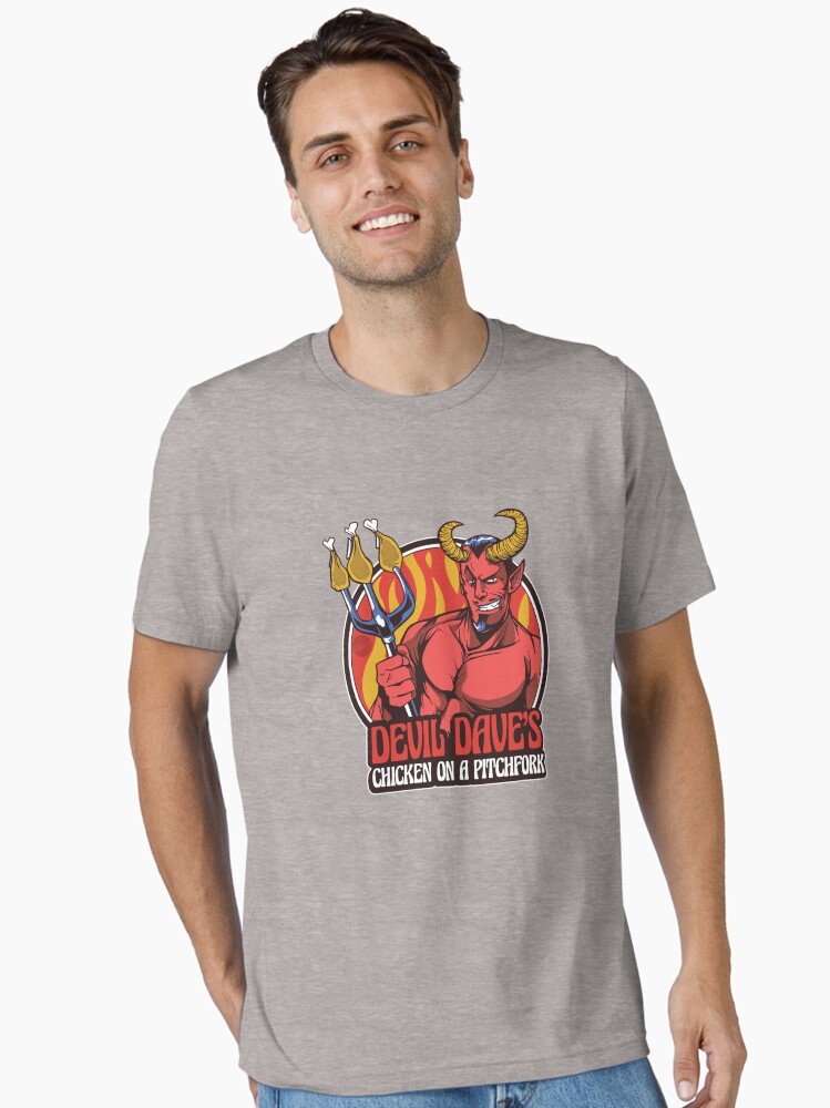 Thumbnail 1 of 7, Essential T-Shirt, Devil Dave's Chicken on a Pitchfork designed and sold by mandymroth.