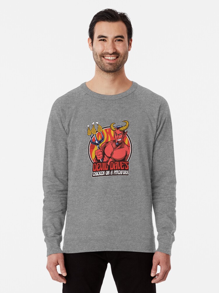 Thumbnail 1 of 5, Lightweight Sweatshirt, Devil Dave's Chicken on a Pitchfork designed and sold by mandymroth.