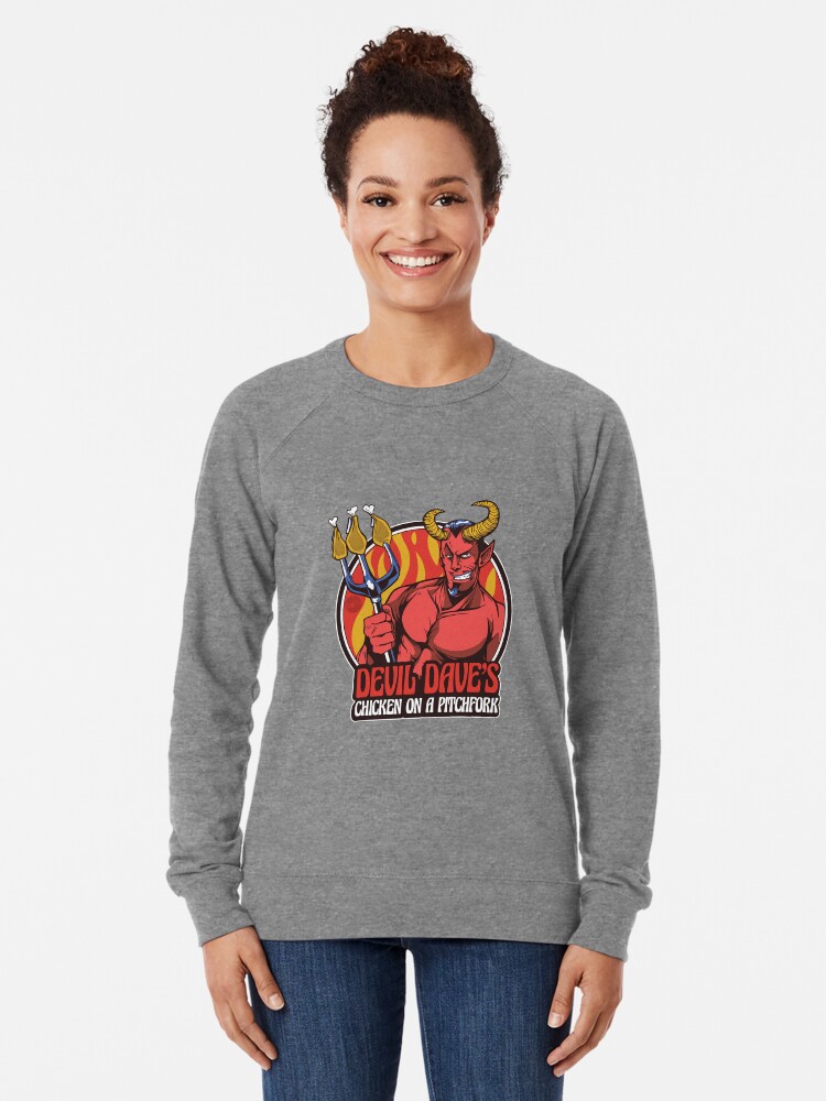 Thumbnail 2 of 5, Lightweight Sweatshirt, Devil Dave's Chicken on a Pitchfork designed and sold by mandymroth.