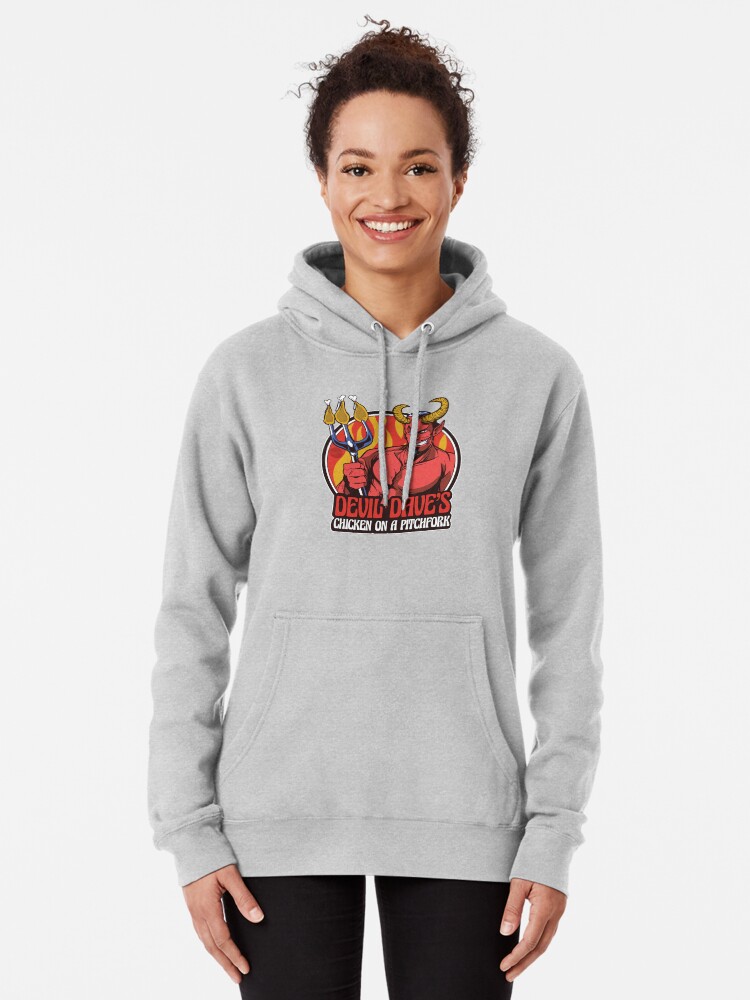 Thumbnail 2 of 5, Pullover Hoodie, Devil Dave's Chicken on a Pitchfork designed and sold by mandymroth.