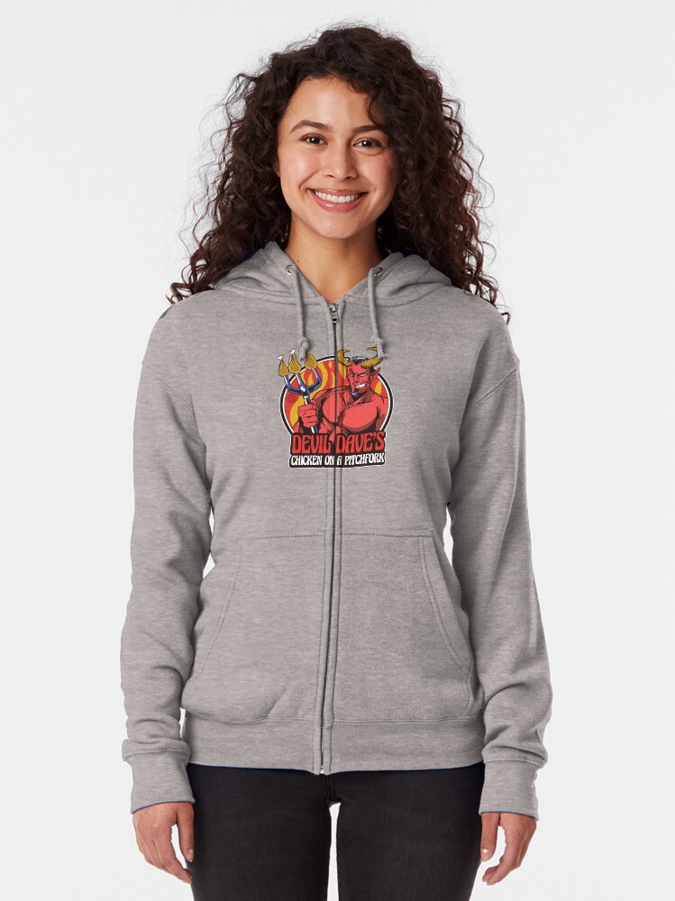 Thumbnail 2 of 5, Zipped Hoodie, Devil Dave's Chicken on a Pitchfork designed and sold by mandymroth.