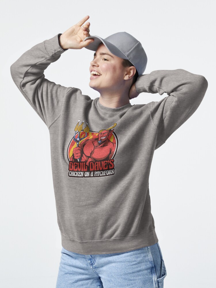 Thumbnail 5 of 7, Pullover Sweatshirt, Devil Dave's Chicken on a Pitchfork designed and sold by mandymroth.