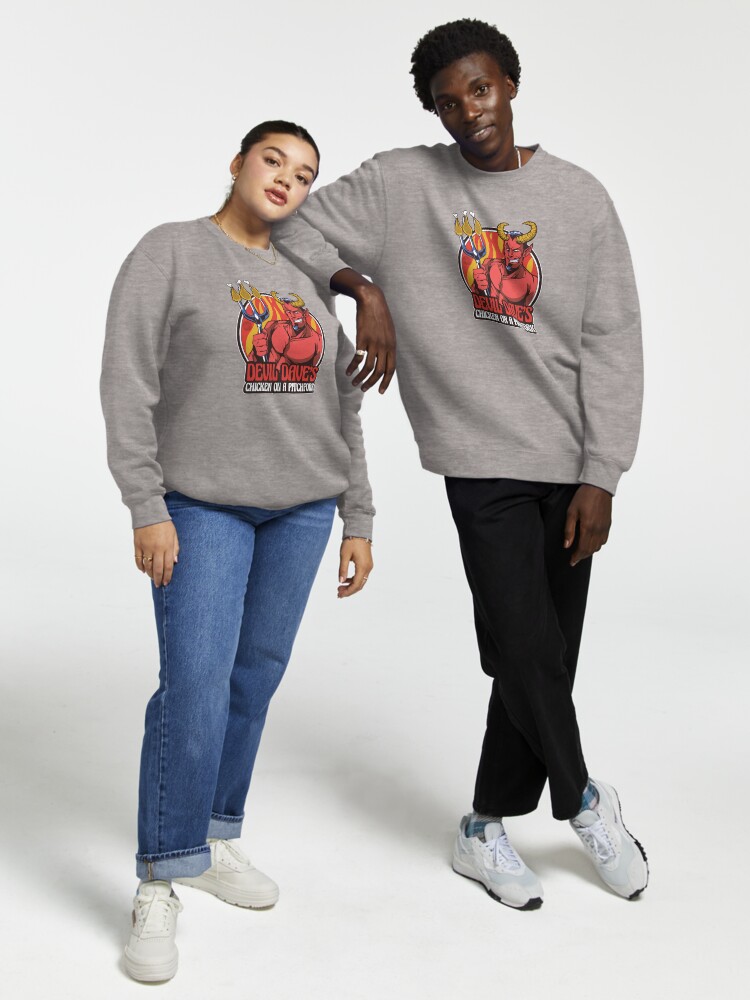 Thumbnail 1 of 7, Pullover Sweatshirt, Devil Dave's Chicken on a Pitchfork designed and sold by mandymroth.