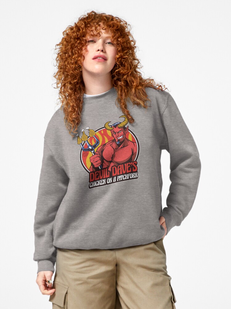 Thumbnail 4 of 7, Pullover Sweatshirt, Devil Dave's Chicken on a Pitchfork designed and sold by mandymroth.