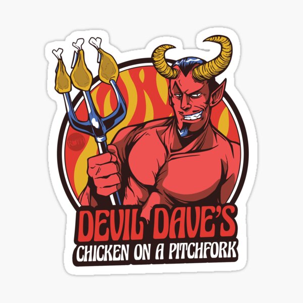 Devil Dave's Chicken on a Pitchfork Sticker