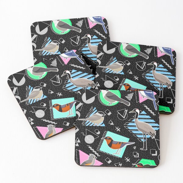 Item preview, Birds of the 80s Neon Pattern - Black designed and sold by ParadisoVia.