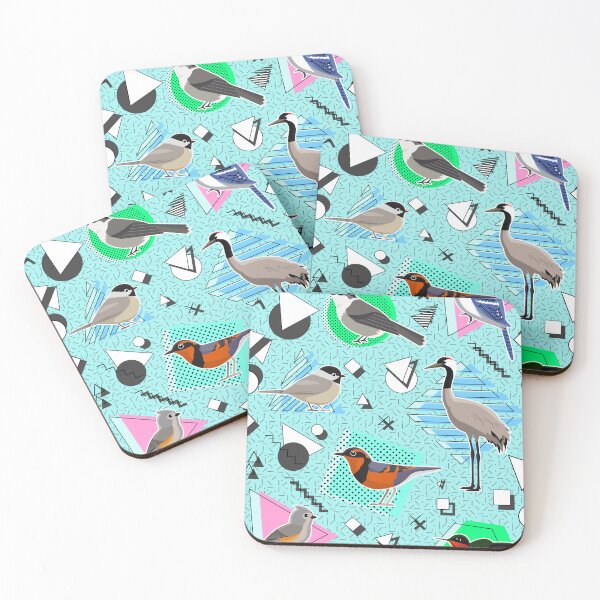 Item preview, Birds of the 80s Neon Pattern - Teal designed and sold by ParadisoVia.