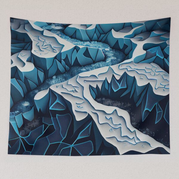 Item preview, Abstract Cartoon Winter Canyon Snow Landscape Digital Painting designed and sold by CodeAndColors.