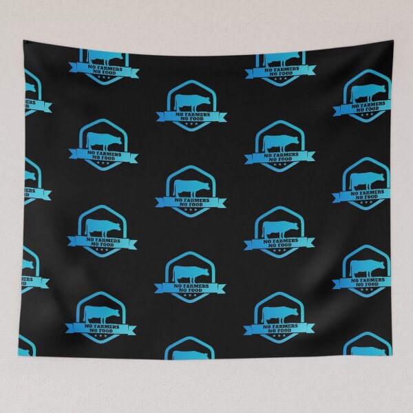 Item preview, No Farmers No food Support your local farmers blue cow design designed and sold by FarmsteadAcers.