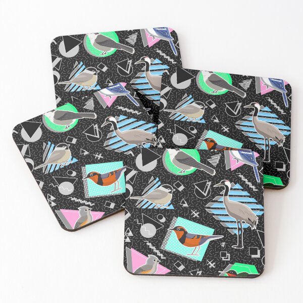 Item preview, Birds of the 80s Neon Pattern - Grey designed and sold by ParadisoVia.