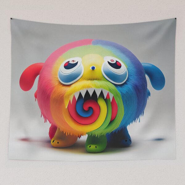 Item preview, Cute Trippy Rainbow Creature with Swirling Tongues Digital Painting designed and sold by CodeAndColors.
