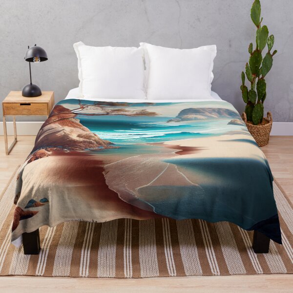 Item preview, Bright Ocean Cove Landscape Digital Painting designed and sold by CodeAndColors.