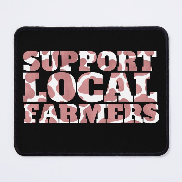 Item preview, Black version of Support your local farmers Cow spots design designed and sold by FarmsteadAcers.