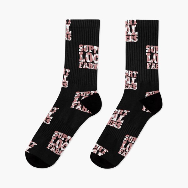 Item preview, Black version of Support your local farmers Cow spots design designed and sold by FarmsteadAcers.