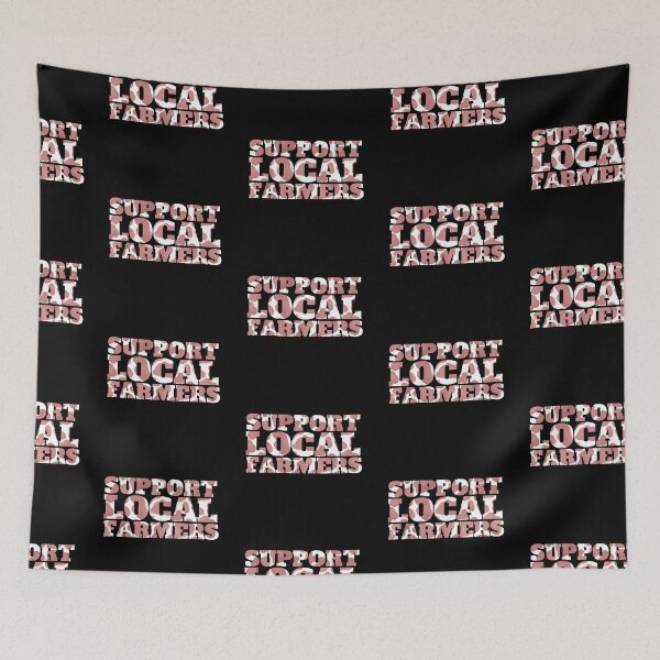 Item preview, Black version of Support your local farmers Cow spots design designed and sold by FarmsteadAcers.