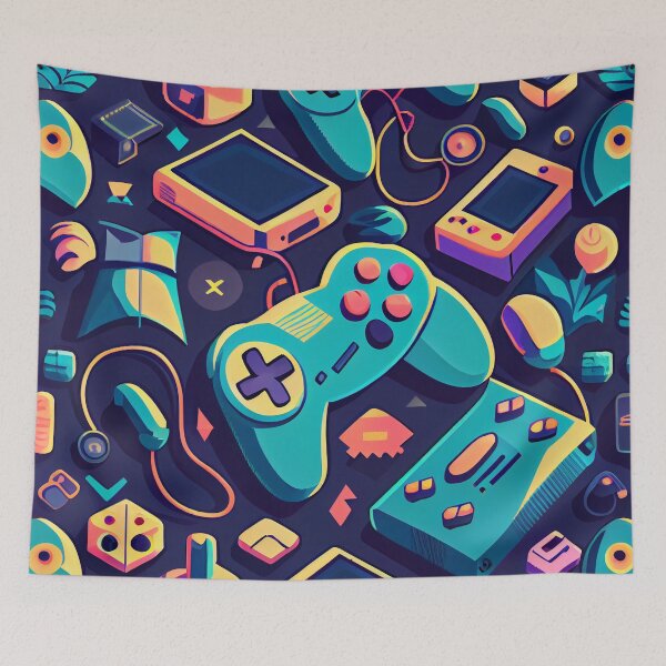 Artikelvorschau, Flat Fun Gaming Controller Pattern Digital Painting entworfen und verkauft von CodeAndColors.