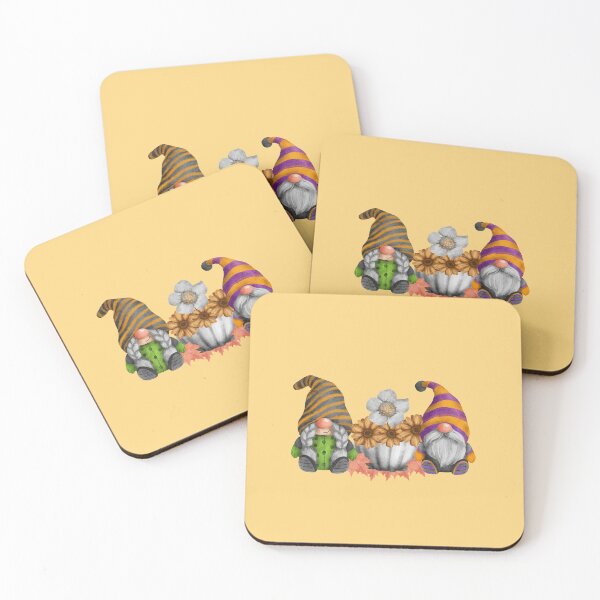 Item preview, Cute Garden Gnomes with Fall Leaves, a Pumpkin and Flowers designed and sold by 2CreativeNomads.