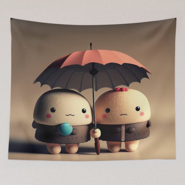 Item preview, Cute anime couple holding an umbrella  designed and sold by GoBeyondChannel.