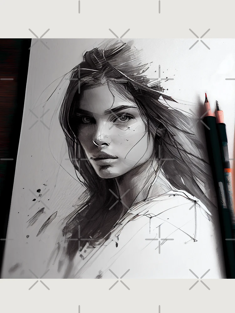 Thumbnail 6 von 6, Premium Oversized Pullover, Sketch of Pretty Model Girl Digital Painting designt und verkauft von CodeAndColors.