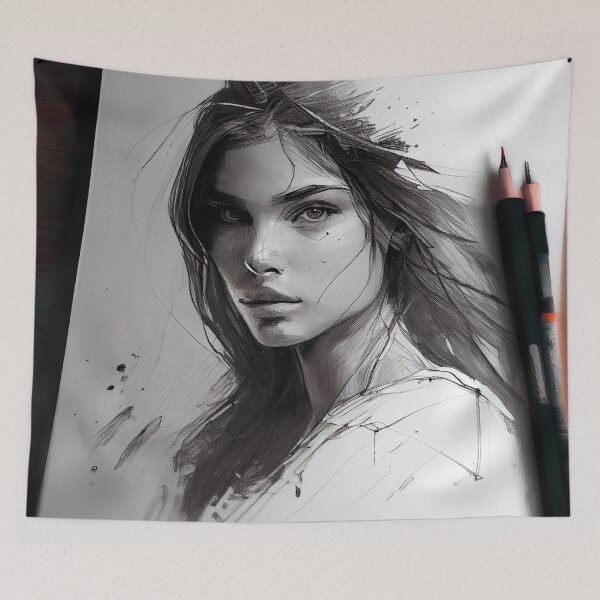 Item preview, Sketch of Pretty Model Girl Digital Painting designed and sold by CodeAndColors.