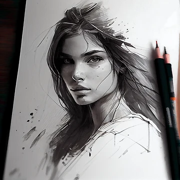 Vorschaubild zum Design Sketch of Pretty Model Girl Digital Painting von CodeAndColors