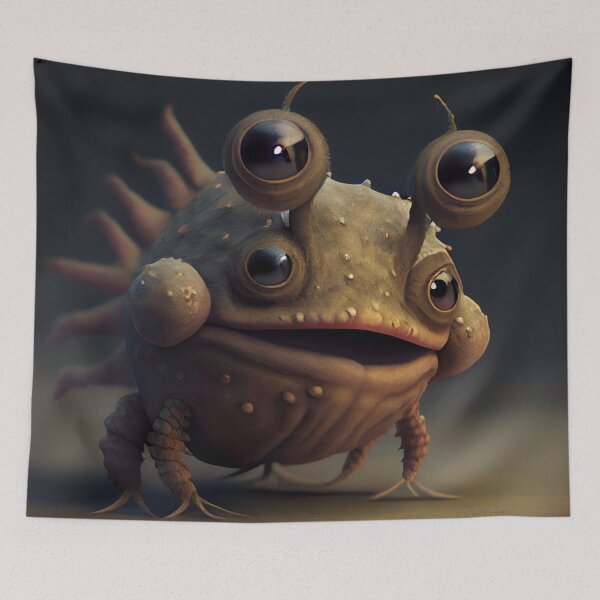 Item preview, Cute Little Swamp Monster with Big Eyes Digital Painting designed and sold by CodeAndColors.