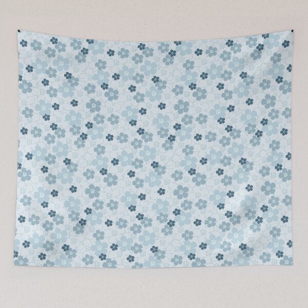 Item preview, Cherry Blossoms Large Blue Flower Power Retro Pattern designed and sold by Blue Daisy Studio.